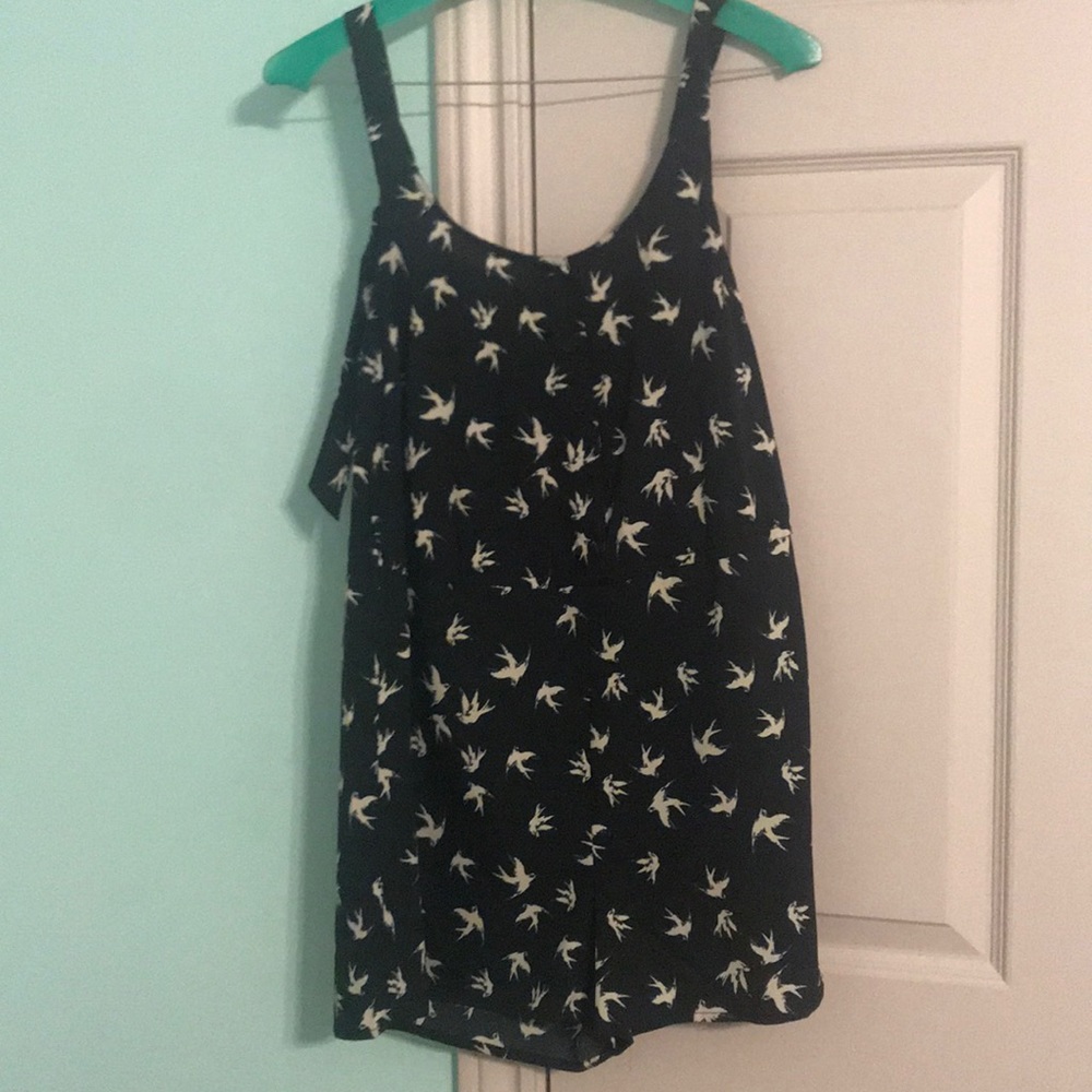 Charlotte Russe Tie Shoulder Bird Romper